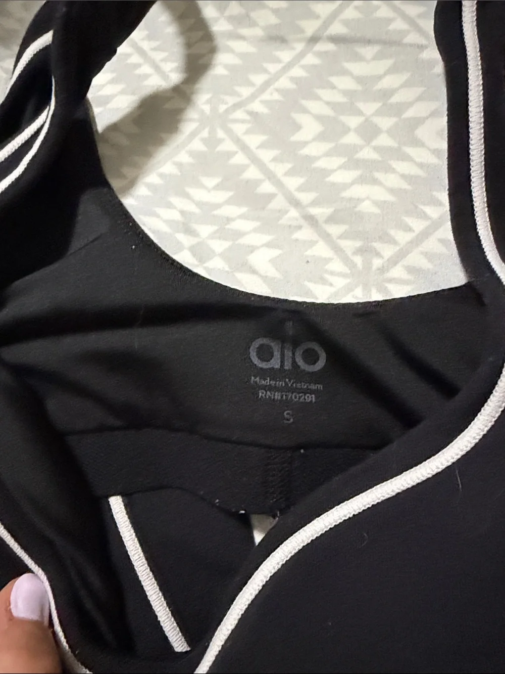 ALO Yoga Black Sports Bralette with White Piping